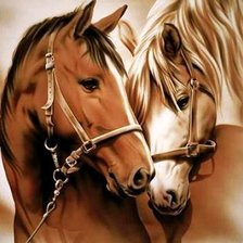 Оригинал схемы вышивки «пара лошадей» (№1235179)