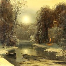 Оригинал схемы вышивки «По картине худ. М.А.Сатаова, "Зима"» (№1247350)