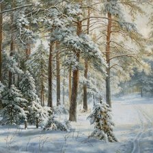 Оригинал схемы вышивки «Дорога через зимний лес» (№1252162)