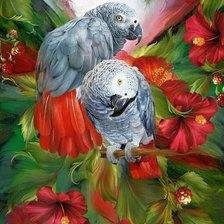 Оригинал схемы вышивки «два попугая» (№1253489)