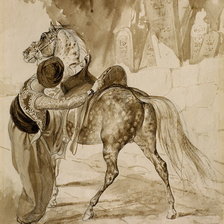 Оригинал схемы вышивки «Брюллов К. П. Турок, садящийся на коня» (№1256871)