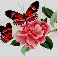 Оригинал схемы вышивки «Бабочки на цветке» (№1256921)