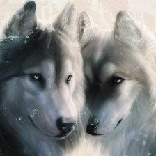 Оригинал схемы вышивки «волк и волчица» (№1258179)