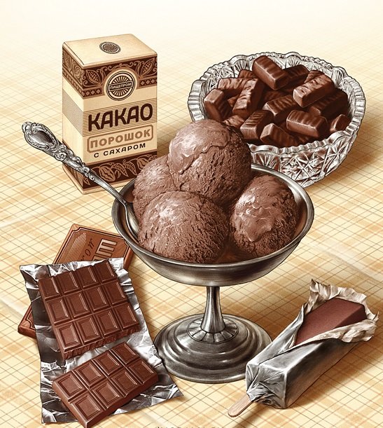 Десерт - мороженное, десерт, шоколад, натюрморт - оригинал