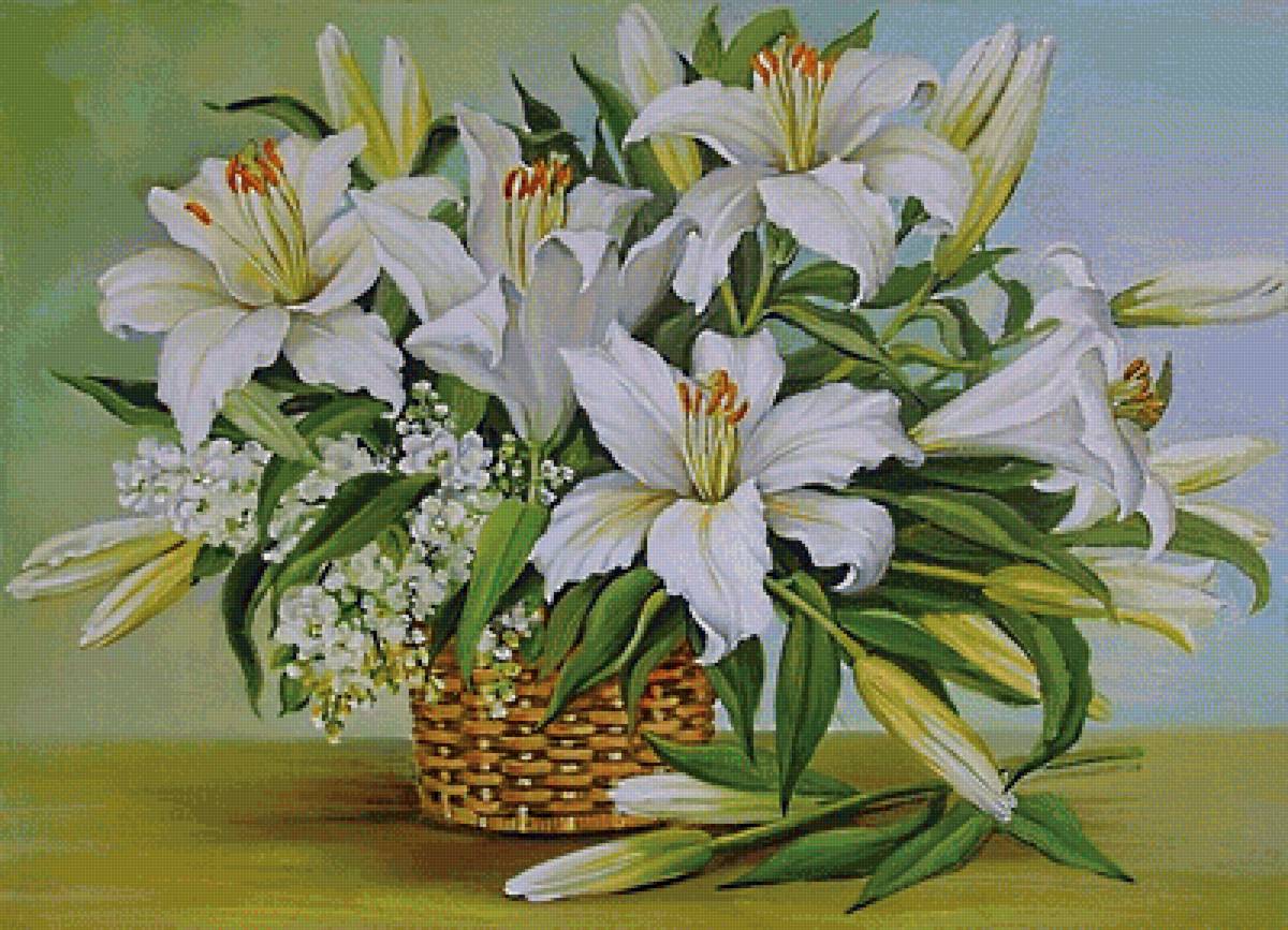 белые лилии - лилии, букет, белые цветы, лилия - предпросмотр