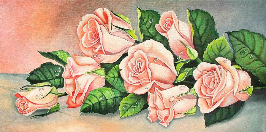 Серия "Флора" - букет, розы, цветы, натюрморт, розовые розы - оригинал