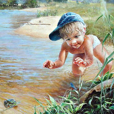 Оригинал схемы вышивки «мальчик на реке» (№1268955)