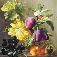 Оригинал схемы вышивки «Сливы, фрукты и каштан» (№1270497)