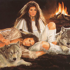 Оригинал схемы вышивки «пара с волками» (№1276020)