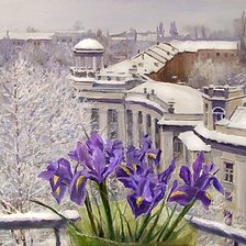 Оригинал схемы вышивки «Худ. Елена Юшина, "Весна на отдельно взятом балконе".» (№1282553)