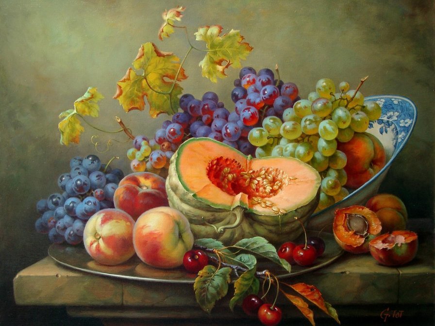 Натюрморт - фрукты, натюрморт, виноград - оригинал