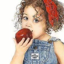 Оригинал схемы вышивки «девочка с яблоком» (№1296670)