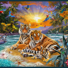 Оригинал схемы вышивки «Тигры» (№1305096)