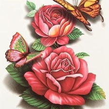 Схема вышивки «ruže,motýle»