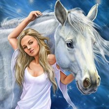 Схема вышивки «девушка и конь»