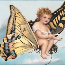 Оригинал схемы вышивки «Малыш на бабочке» (№1312304)