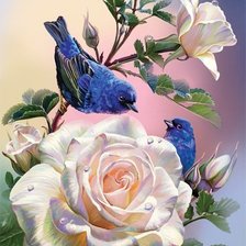 Оригинал схемы вышивки «цветы и птицы» (№1314480)