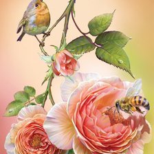 Оригинал схемы вышивки «цветок и птица» (№1317596)