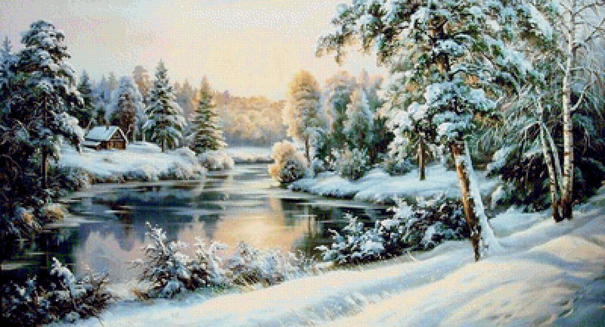 зима - деревня лес, зима, пейзаж, природа - предпросмотр