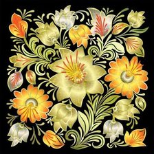 Схема вышивки «Подушка с жёлтыми цветами»