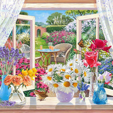 Схема вышивки «okno do záhrady»