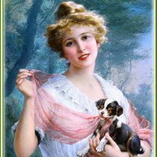 Оригинал схемы вышивки «дама с собачкой» (№1345209)