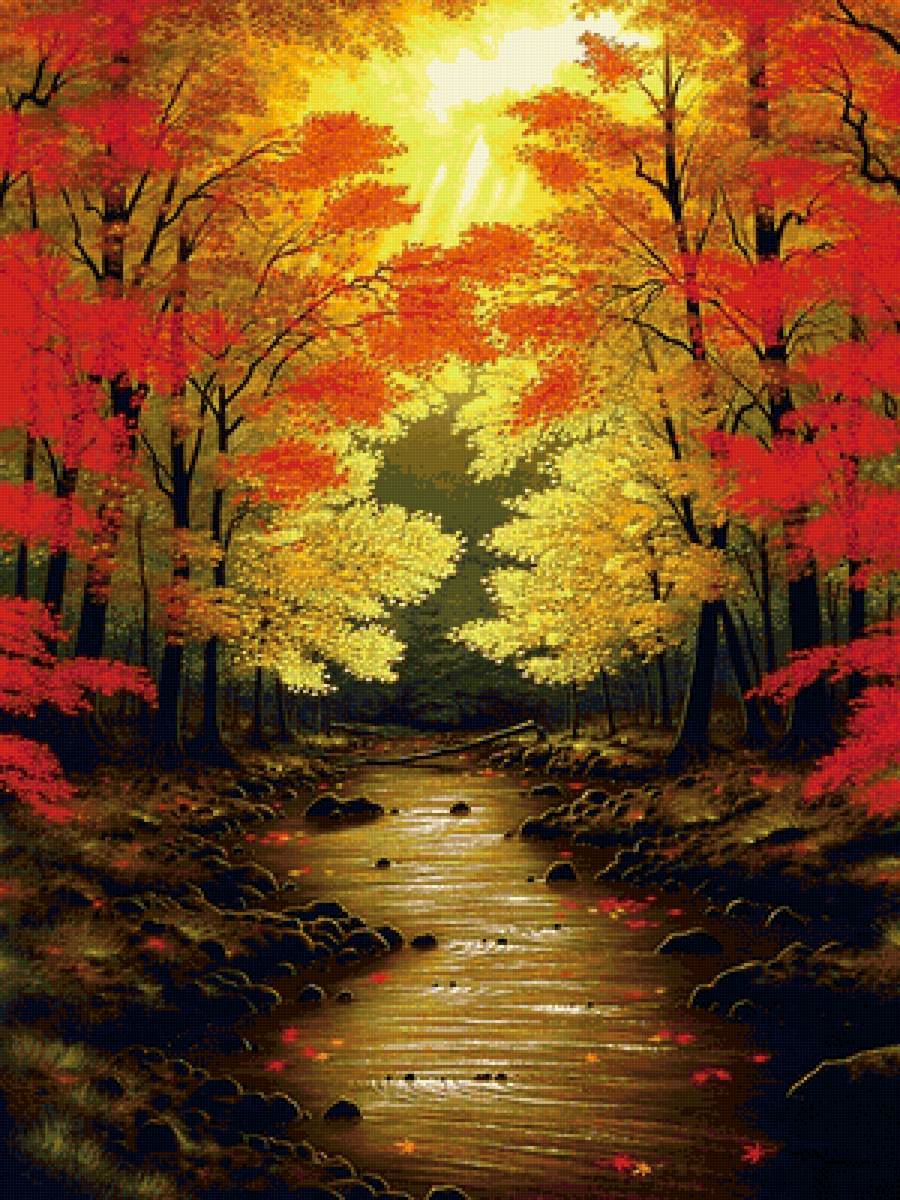 "В багрец и золото одетые леса..." - пейзаж, лес, река, ручей, осень - предпросмотр