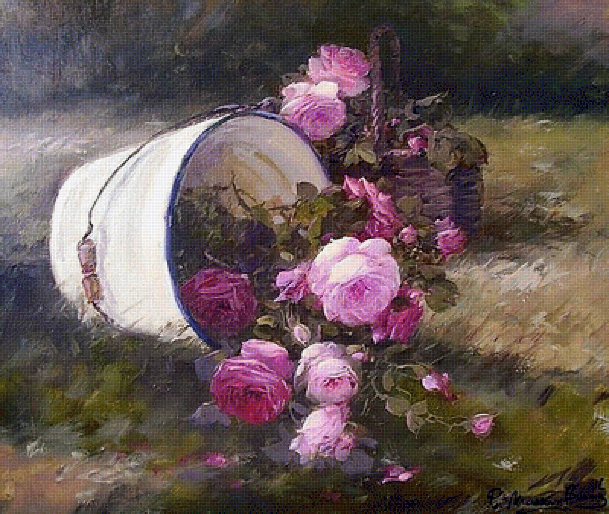 Худ.R. Masson Benoit. Розы. - розы, цветы, сад. живопись. - предпросмотр