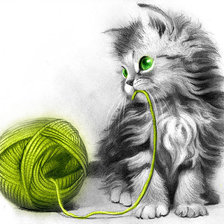 Схема вышивки «Котик с клубком»