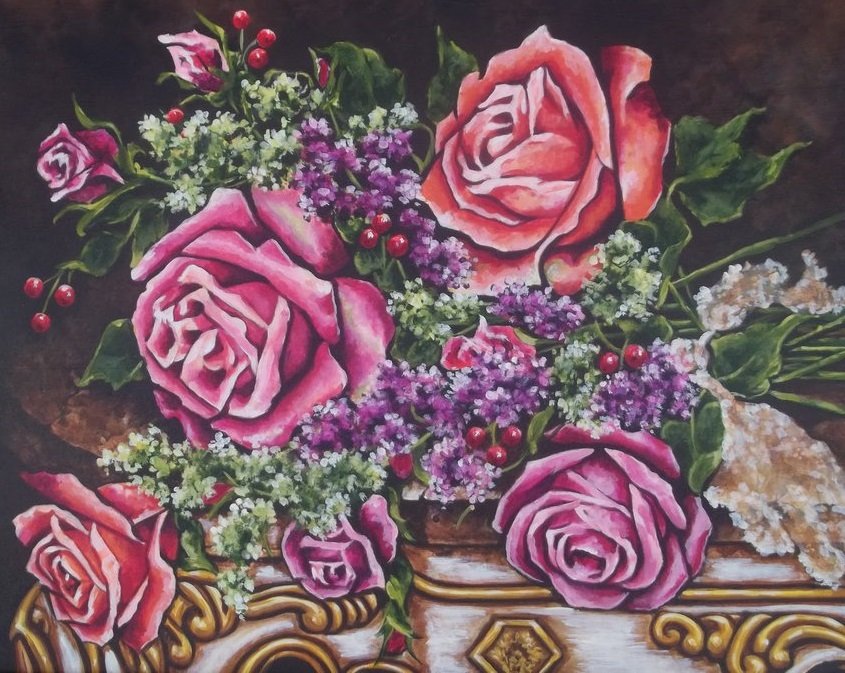 Натюрморт - цветы, розы - оригинал
