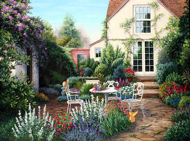 Дом в саду - цветы, усадьба, сад, дом - оригинал