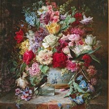 Оригинал схемы вышивки «цветы в вазе» (№1364351)