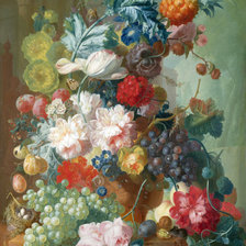 Схема вышивки «Натюрморт цветы и виноград»