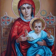 Оригинал схемы вышивки «Богородица с младенцем» (№1378629)