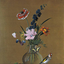Схема вышивки «Цветы, фрукты, птица»