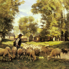Оригинал схемы вышивки «Пастух и овцы» (№1391702)