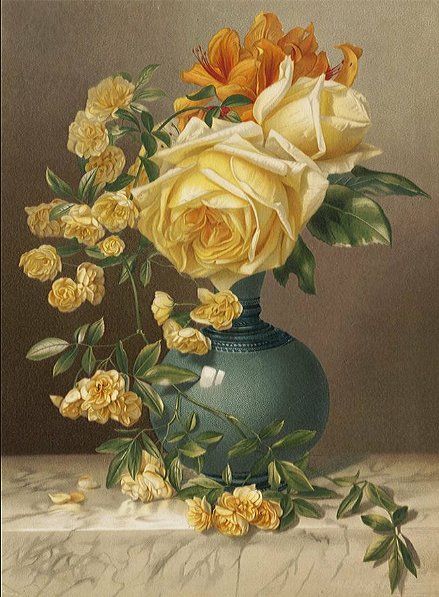 Натюрморт с розами - натюрморт, цветы, розы - оригинал