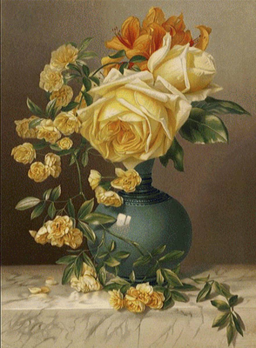 Натюрморт с розами - розы, цветы, натюрморт - предпросмотр