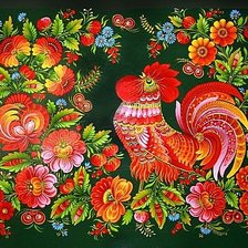 Схема вышивки «петух в цветах»