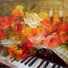 Схема вышивки «розы и музыка Анна Хомчик»