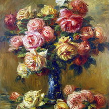Оригинал схемы вышивки «Пьер Огюст - Розы в вазе» (№1414399)