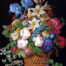 Оригинал схемы вышивки «Букет цветов в корзине» (№1418336)