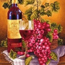 Схема вышивки «Натюрморт вино с виноградом»