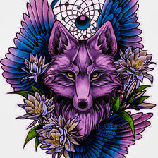 Схема вышивки «Ловец снов и волк»