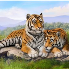 Оригинал схемы вышивки «тигр на природе» (№1426446)