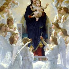 Схема вышивки «богородица с младенцем и ангелами»
