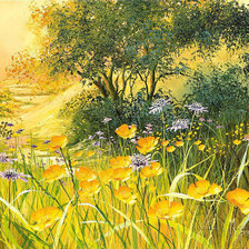 Оригинал схемы вышивки «летний пейзаж с цветами» (№1436341)