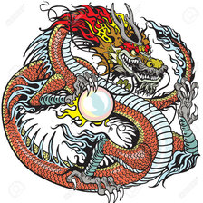 Схема вышивки «дракон с жемчужиной»