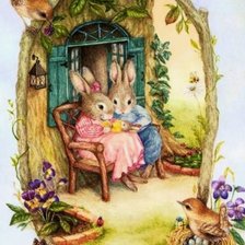 Оригинал схемы вышивки «Семья кроликов» (№1445108)