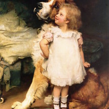 Оригинал схемы вышивки «Девочка с собакой» (№1465600)